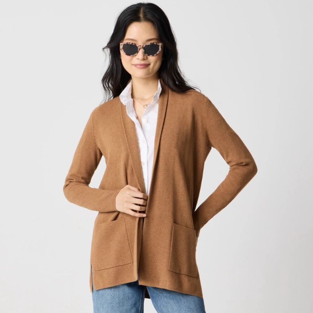 J. Crew Factory Chelsea Camel Tan Boyfriend Sweater Blazer Style BA866 Size S - Picture 5 of 11